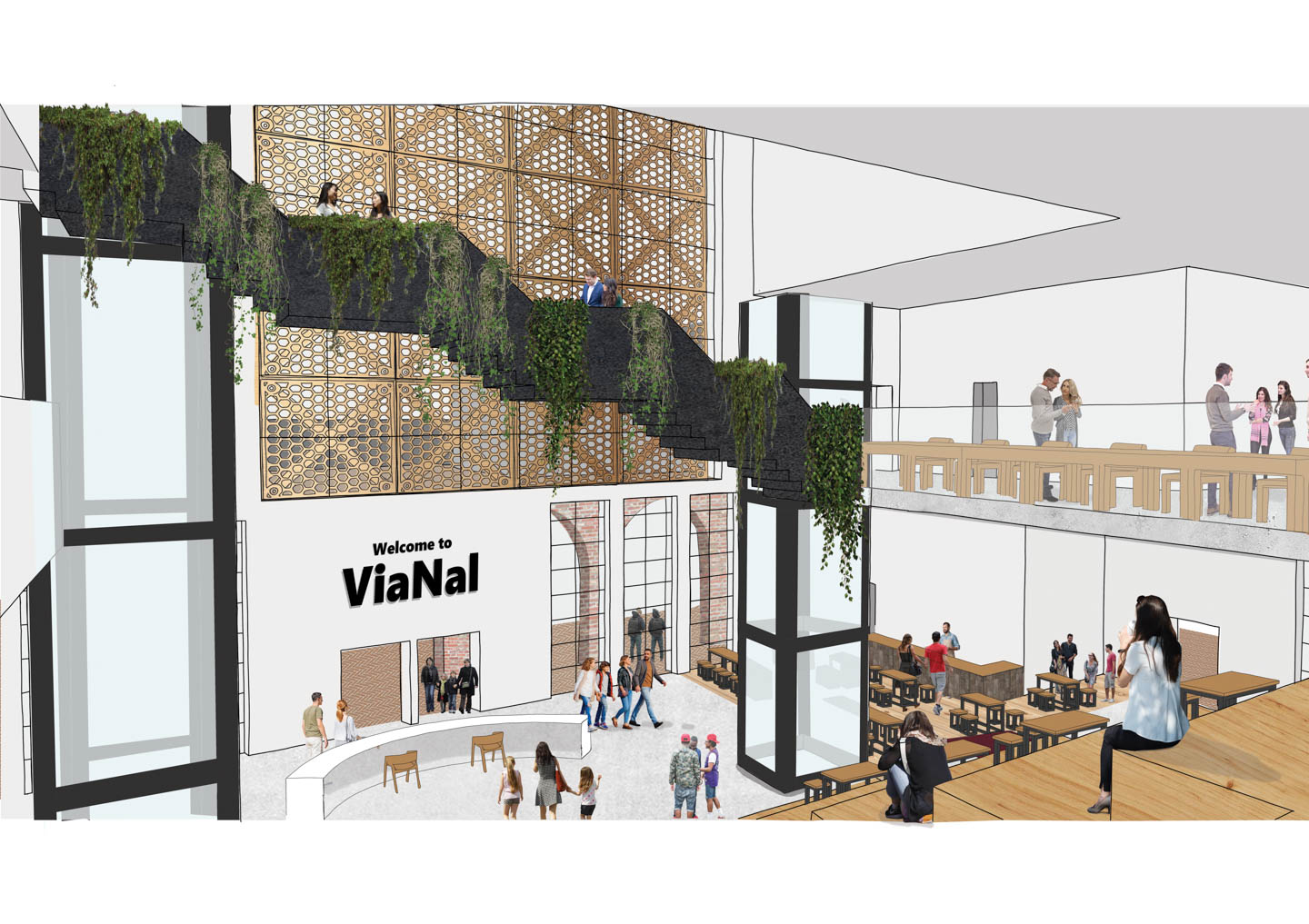 Interior perspective from first floor atrium 